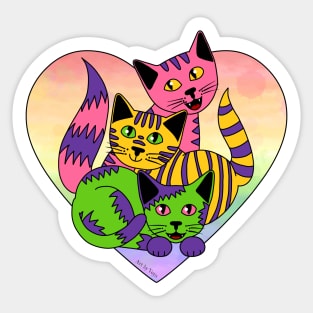 Three Sapphic Kitties Sticker